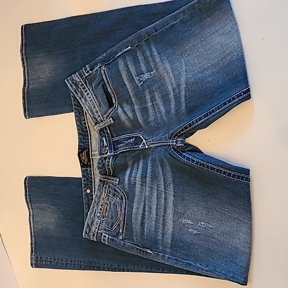 Rerock for Express, distressed, boot cut jeans. Size 8R. - Picture 7 of 10